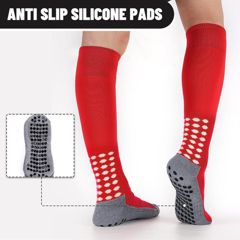 Regilt 3 Pairs Grip Soccer Socks Men Cushioned Non Slip Football Basketball Sports Socks Knee High Long Socks - Image 4